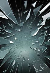 Shattered Crystal Mirror - Dark Background with Overlay of Broken Glass Fragments