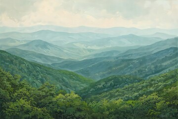 An overlook along the Blue Ridge Mountains provides endless views of ridges and valleys