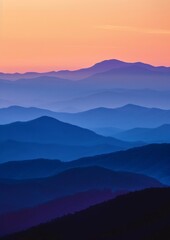 Obraz premium Blue Ridge Mountains along the Appalachian Range in morning light with many layers of peaks and ridges