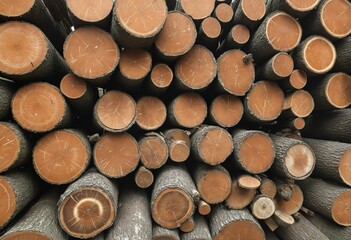 Fototapeta premium Isolated stack of firewood logs against a rustic wooden background