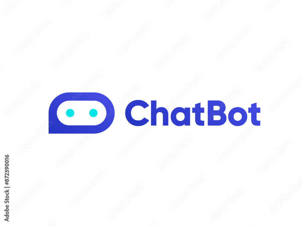 Poster chat bot minimalistic logo design. artificial intelligence business identity concept. virtual smart 