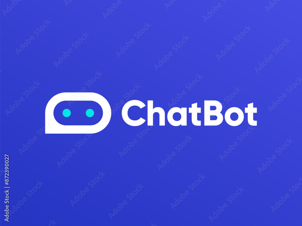 Poster chat bot minimalistic logo design. artificial intelligence business identity concept. virtual smart 