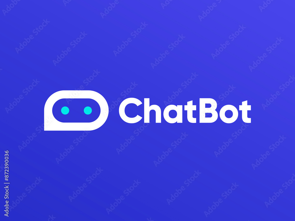 Poster chat bot minimalistic logo design. artificial intelligence business identity concept. virtual smart 