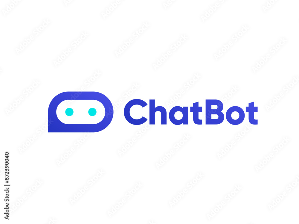 Poster chat bot minimalistic logo design. artificial intelligence business identity concept. virtual smart 
