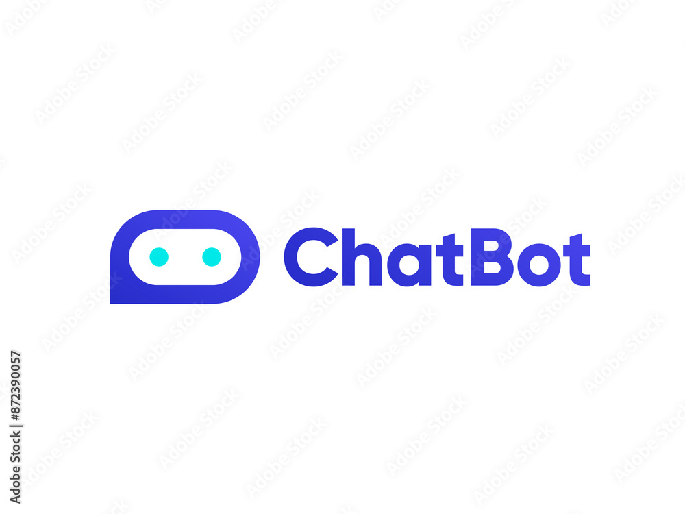 Poster chat bot minimalistic logo design. artificial intelligence business identity concept. virtual smart 