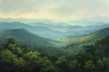 Fototapeta premium A visit to the Blue Ridge Mountains to see the valleys and ridges from an overlook