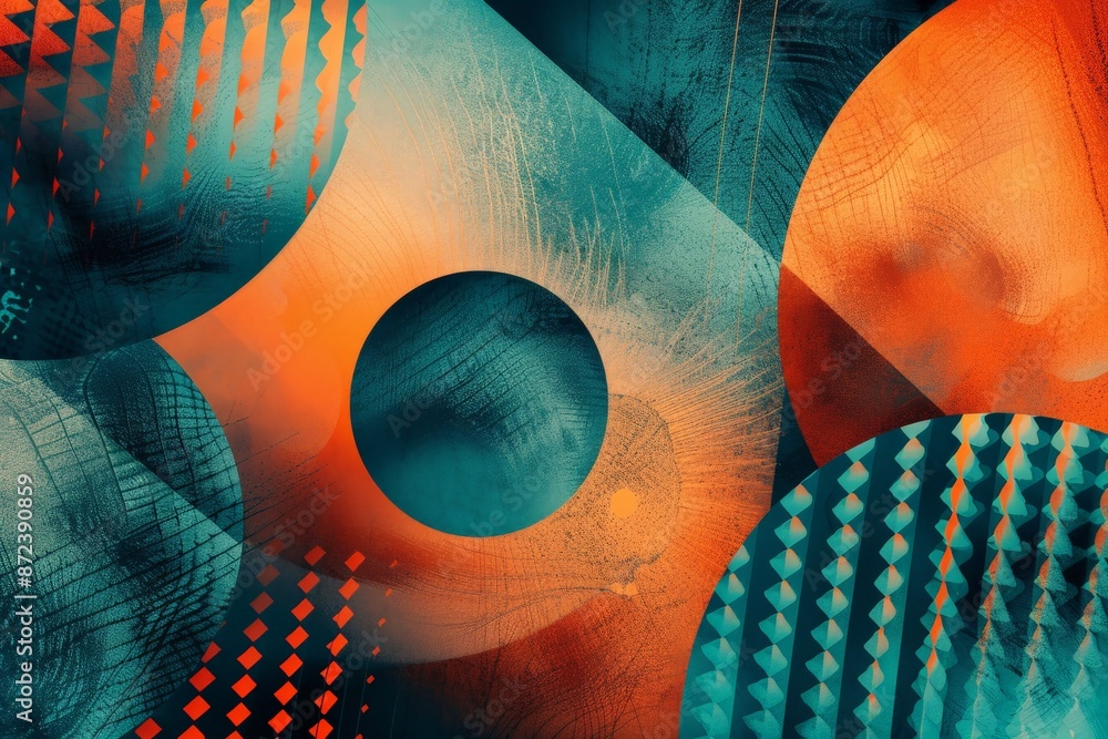 Poster Abstract geometric background showing colorful circles and triangles overlaying