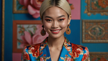 Fototapeta premium High-end models dig bright, relaxed fashion.-6