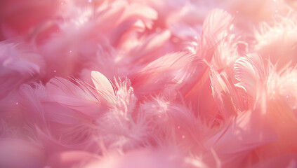 Close-up of Soft Pink Feathers with Dreamy Lighting