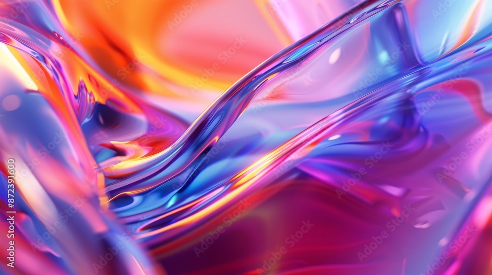Poster Abstract background with 3d fluid shapes forming wavy pattern