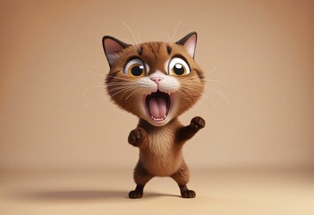 Obraz premium cute funny cartoon brown cat
