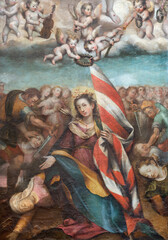 PERUGIA, ITALY - MAY 18, 2024: The painting of martyrdom of unknown saint in the church Basilica di...