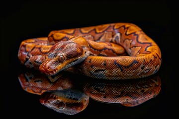Fototapeta premium Mystic portrait of Python, full body view, isolated on black background