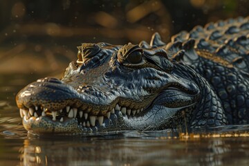 Fototapeta premium Saltwater Crocodile, Macro,Left side view