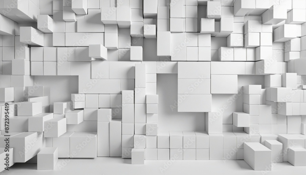 Poster white cube boxes block background wallpaper banner