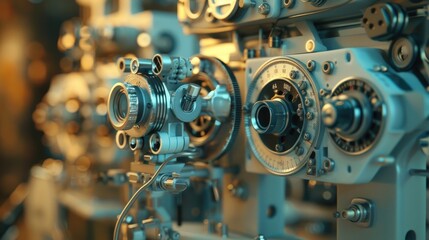 A close up of a machine with a large lens. Generate AI