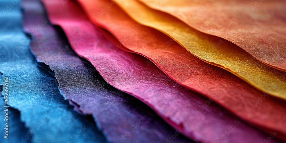 Poster detailed view of a vibrant sheet of paper showing a multitude of colors blending together in an arti