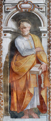 Obraz premium PERUGIA, ITALY - MAY 18, 2024: The fresco of St. Peter the Apostle in the church Basilica di San Pietro by Giovanni Battista Lombardelli (1530 - 1587).