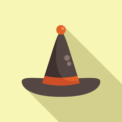 Tall black and orange witch's hat casting a long shadow, perfect for halloween projects