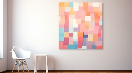 modern interior design of living room with abstract watercolor background