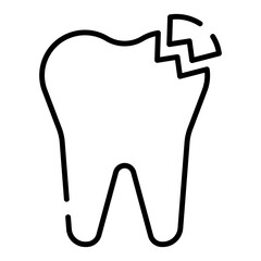 Broken tooth black line icon