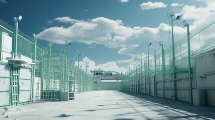 bright prison building design illustration