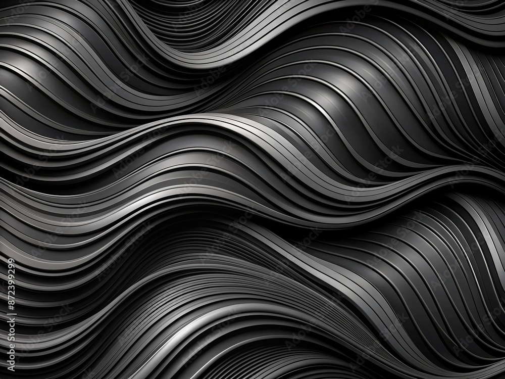 Poster dark wavy abstract texture featuring flowing black curves and swirls on a mysterious background, per