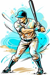 Obraz premium Dynamic Baseball Player in Action, Perfect for Sports Themed Decor, Posters, and Apparel