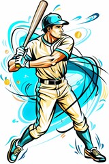 Dynamic Baseball Player in Action, Perfect for Sports Themed Decor, Posters, and Apparel