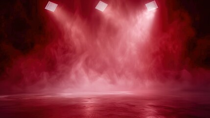 Red Stage with Smoke and Spotlights