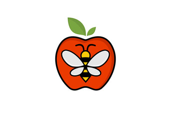 Abstract bee apple logo sign symbol.