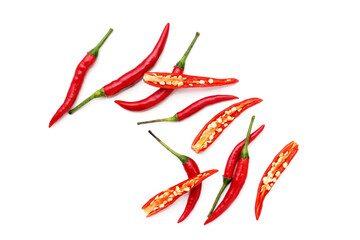 Red chili peppers on white background