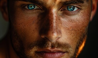 Obraz premium Man with a strong jawline and intense gaze