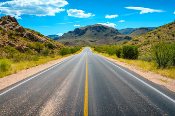 Fototapeta premium Empty asphalt road, Adventure road in desert