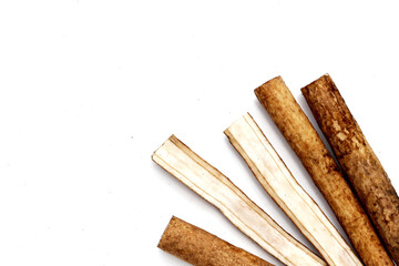 Burdock Root (Gobo) on white background.