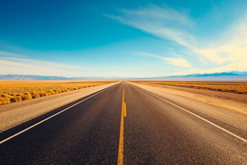 Naklejka premium Empty asphalt road, Adventure road in desert