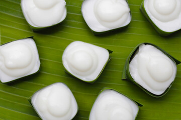 Taro pudding with coconut cream topping