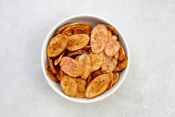Crispy banana chips. Fruit snack