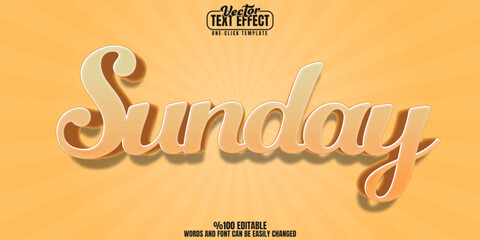 Sunday editable text effect, customizable retro and vintage 3d font style