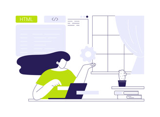 HTML coding abstract concept vector illustration.