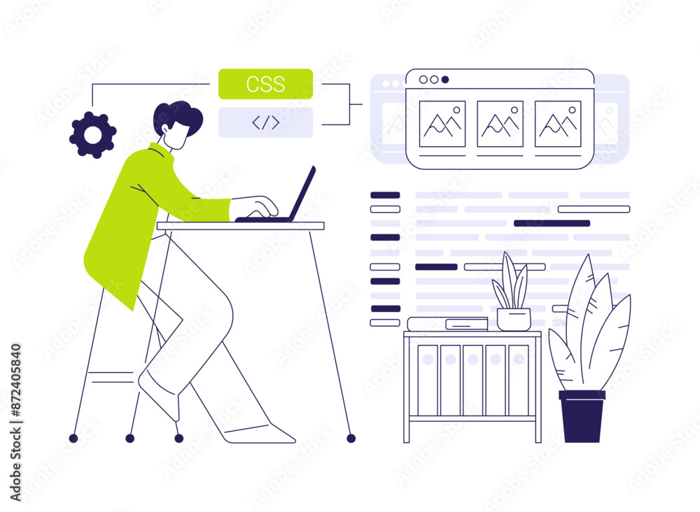 Poster css code abstract concept vector illustration.