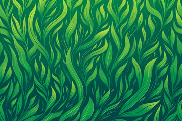 Green underwater seaweed seamless pattern background