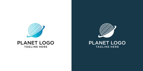 Creative planet logo design with modern style , premium vector