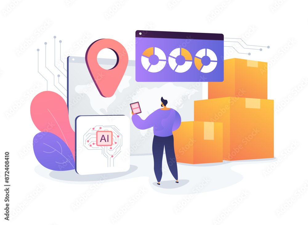 Poster ai-streamlined routine inquiries handling abstract concept vector illustration.