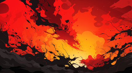 Black Fluid Dripped Paint on Red Background, Abstract Image, Texture, Pattern Background, Wallpaper, Background, Cell Phone Cover and Screen, Smartphone, Computer, Laptop, 9:16 and 16:9 Format - PNG