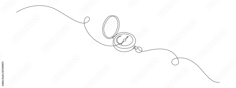Aufkleber one continuous line drawing of traveller compass. old navigate and adventure symbol in simple linear