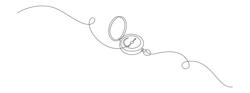 recommend clip art: One continuous line drawing of traveller compass. Old navigate and adventure symbol in simple linear style. Business strategy and cartography concept in editable stroke. Doodle vector illustration