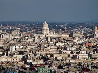 Panoramic view of the beautiful and colorful capital of Cuba, Havana, one of the most popular tourist destinations in the world.
