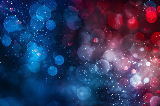 Abstract red white and navy blue glitter sparkle bokeh background. US flag colors, Independence Day, July 4th, labor day, elections, voting, background