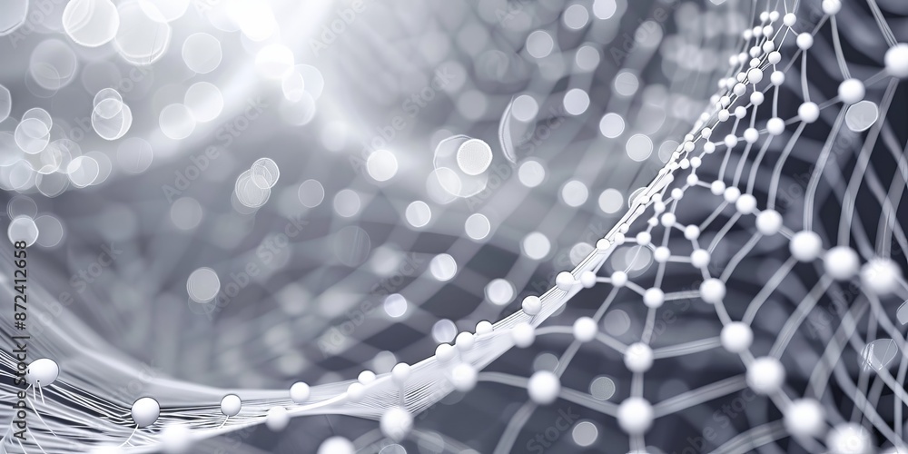 Poster abstract background with a white cobweb and light bokeh effect. concept of spider web, halloween the